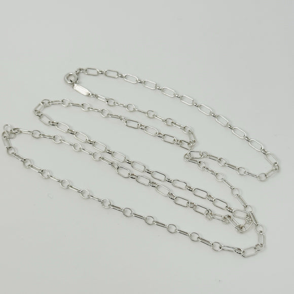 Tiffany & Co. 24" Round Oval Link Rolo Chain Necklace Mens Unisex 925 Silver