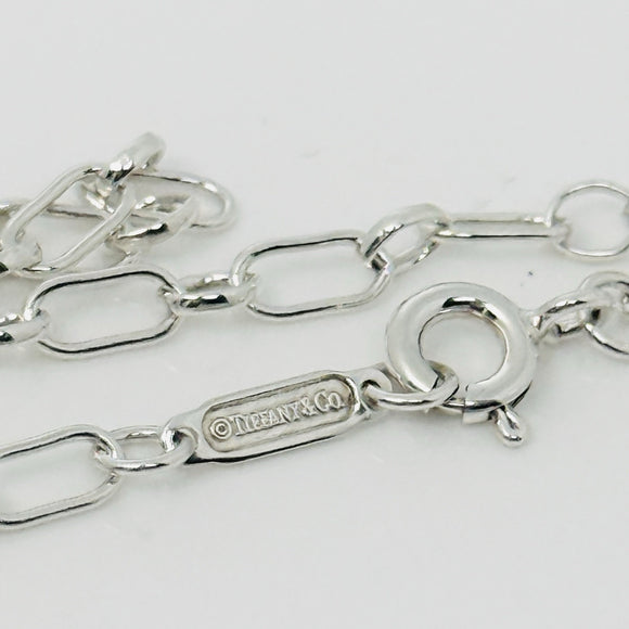 Tiffany & Co. 24" Round Oval Link Rolo Chain Necklace Mens Unisex 925 Silver