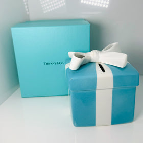 Tiffany Large Coin Bank Blue Gift Box with White Ribbon Bone China