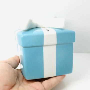 Tiffany Large Coin Bank Blue Gift Box with White Ribbon Bone China - 0