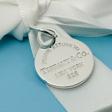 Please Return to Tiffany & Co Silver Round Tag Circle Charm or Pendant in Silver - 0