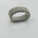 Size 5.5 Tiffany & Co Sterling Silver Somerset Mesh Weave Flexible Ring-1