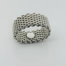 Size 5.5 Tiffany & Co Sterling Silver Somerset Mesh Weave Flexible Ring-2