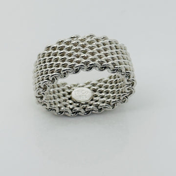 Size 5.5 Tiffany & Co Sterling Silver Somerset Mesh Weave Flexible Ring - 0