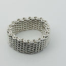 Size 5.5 Tiffany & Co Sterling Silver Somerset Mesh Weave Flexible Ring-4