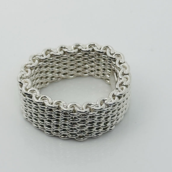 Size 5.5 Tiffany & Co Sterling Silver Somerset Mesh Weave Flexible Ring