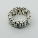 Size 5.5 Tiffany & Co Sterling Silver Somerset Mesh Weave Flexible Ring-5