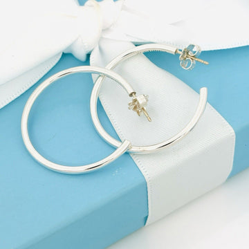 Tiffany Wire Hoop Earrings Large 1.2" Tube in Sterling Silver