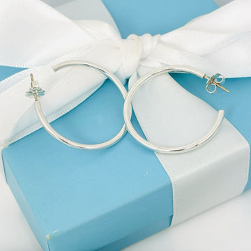 Tiffany Wire Hoop Earrings Large 1.2" Tube in Sterling Silver - 0