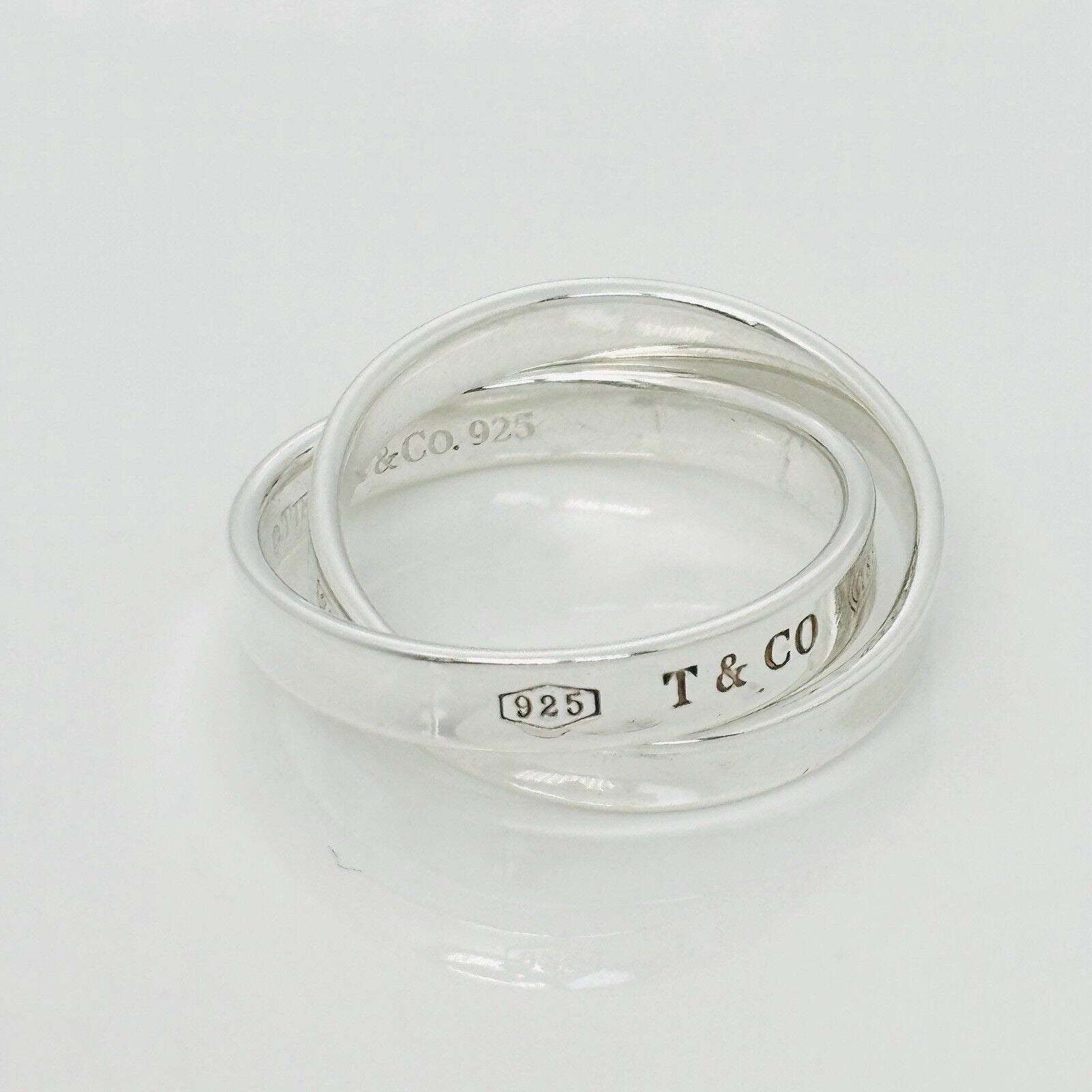 Size 7 Tiffany & Co 1837 Interlocking Double 2 Band Rolling Ring Mens Unisex - 0