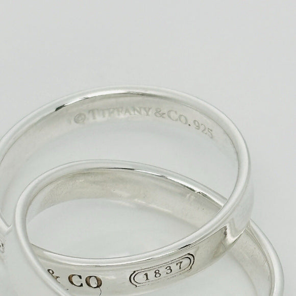 Size 8 Tiffany & Co 1837 Interlocking Double 2 Band Rolling Ring Mens Unisex