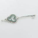 Tiffany & Co Blue Enamel  Clover Quatrefoil Beaded Skeleton Key Pendant Silver-1