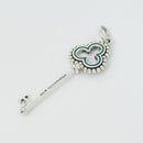 Tiffany & Co Blue Enamel  Clover Quatrefoil Beaded Skeleton Key Pendant Silver-4