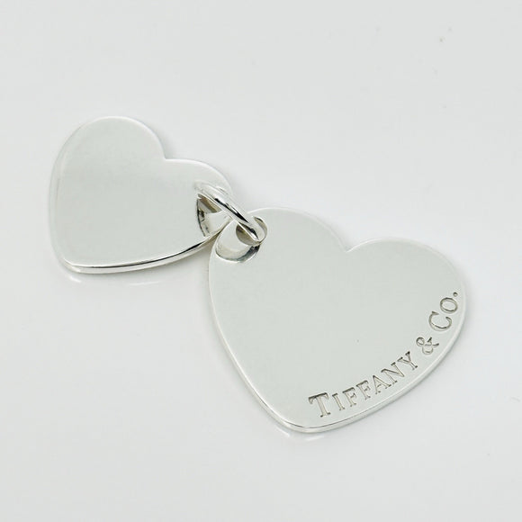 Large Tiffany & Co Double Heart Tag Pendant in 925 Sterling Silver