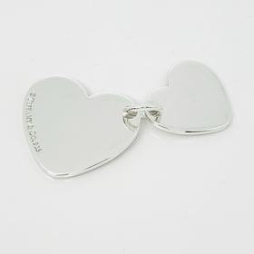 Large Tiffany & Co Double Heart Tag Pendant in 925 Sterling Silver - 0
