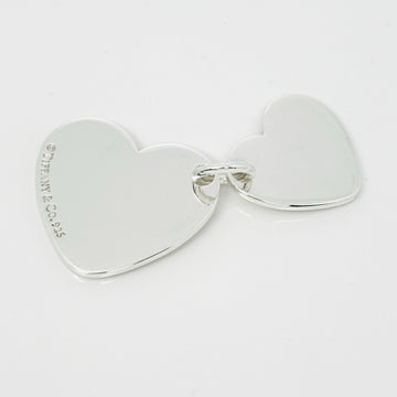 Large Tiffany & Co Double Heart Tag Pendant in 925 Sterling Silver - 0
