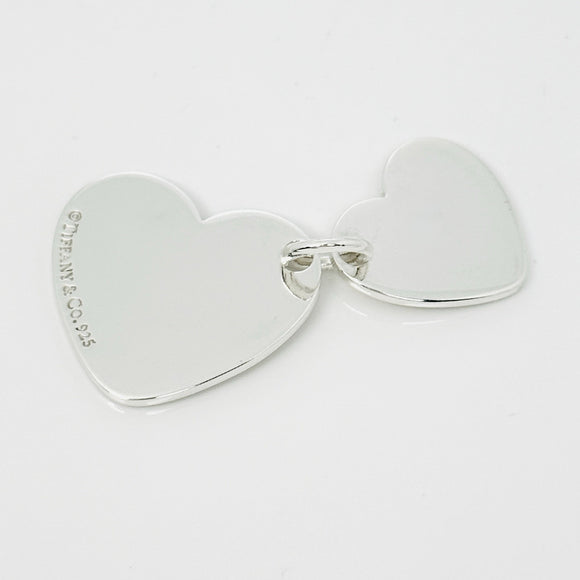 Large Tiffany & Co Double Heart Tag Pendant in 925 Sterling Silver