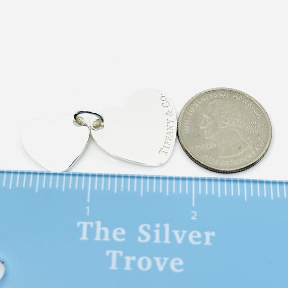 Large Tiffany & Co Double Heart Tag Pendant in 925 Sterling Silver