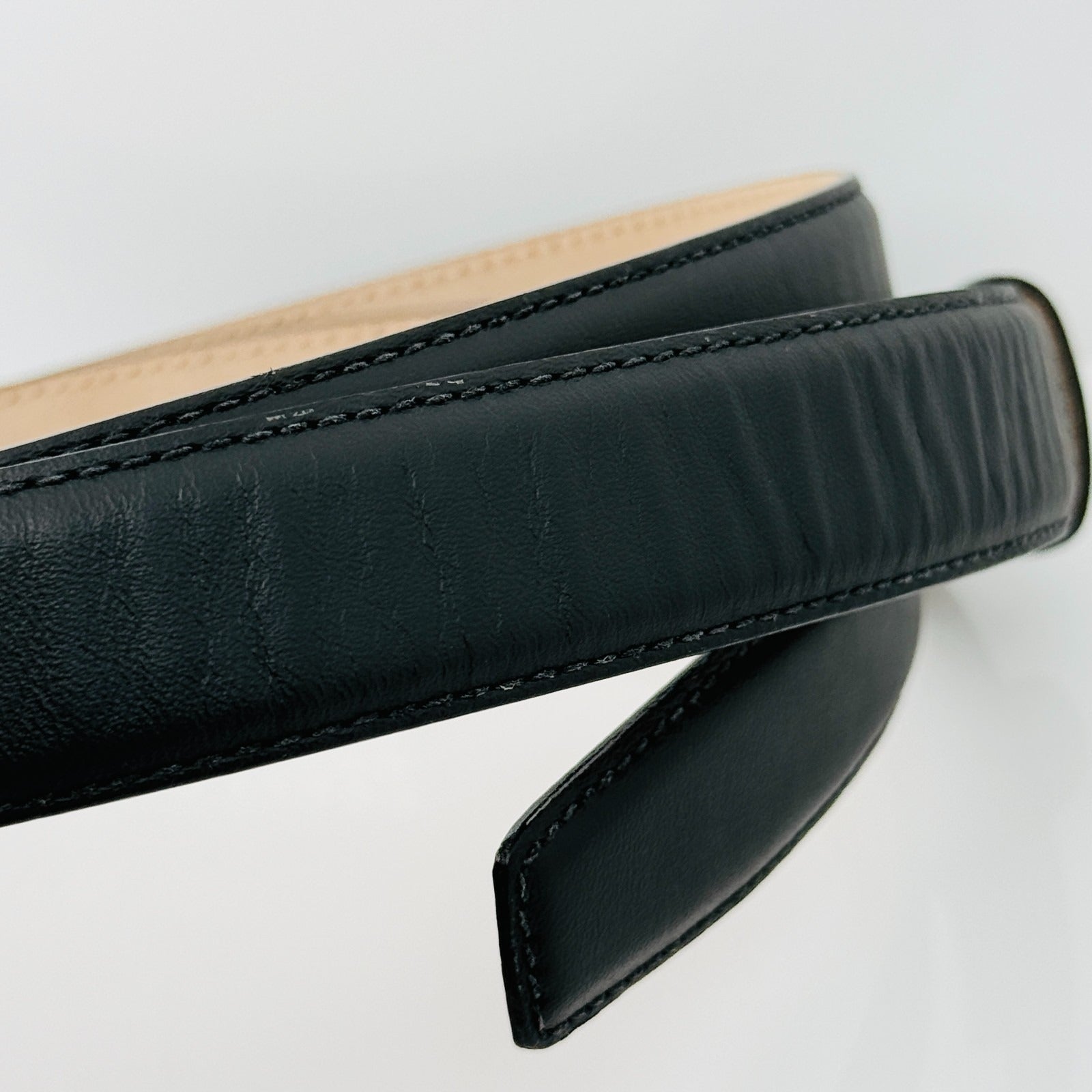 Tiffany & Co Black Leather Calfskin Mens Belt Size 34 Calf Skin