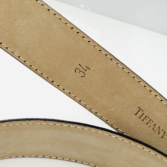 Tiffany & Co Black Leather Calfskin Mens Belt Size 34 Calf Skin