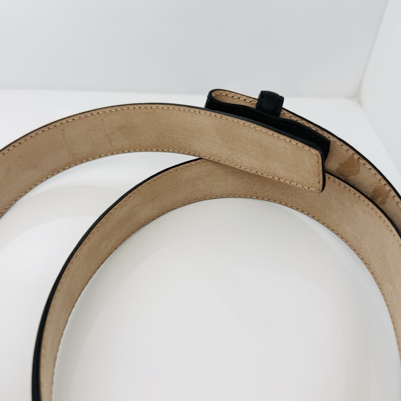 Tiffany & Co Black Leather Calfskin Mens Belt Size 34 Calf Skin