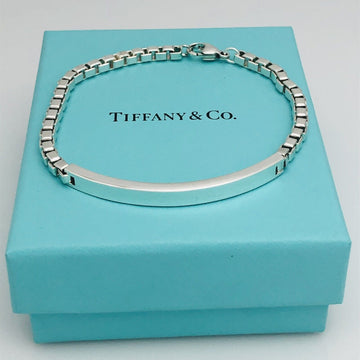 6.5" Small Tiffany & Co Venetian ID Box Link ID Bracelet in Sterling Silver