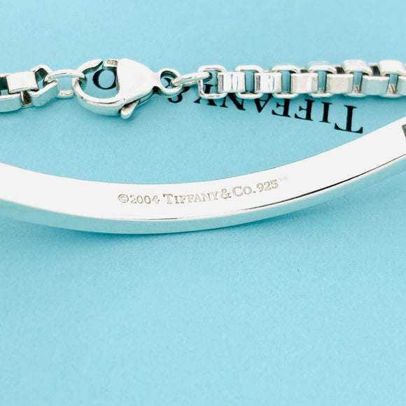 6.5" Small Tiffany & Co Venetian ID Box Link ID Bracelet in Sterling Silver
