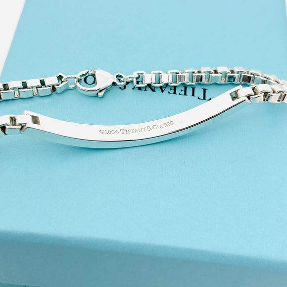 6.5" Small Tiffany & Co Venetian ID Box Link ID Bracelet in Sterling Silver