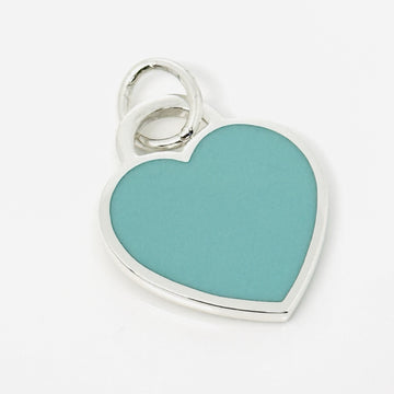 Tiffany Blue Enamel Heart Tag Charm or Pendant in Enamel and 925 Sterling Silver
