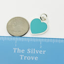 Tiffany Blue Enamel Heart Tag Charm or Pendant in Enamel and 925 Sterling Silver-4