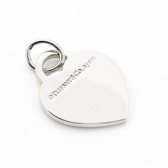 Tiffany Blue Enamel Heart Tag Charm or Pendant in Enamel and 925 Sterling Silver