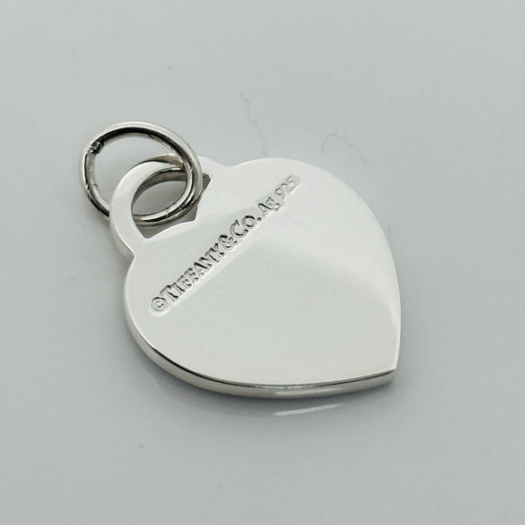 Tiffany Blue Enamel Heart Tag Charm or Pendant in Enamel and 925 Sterling Silver