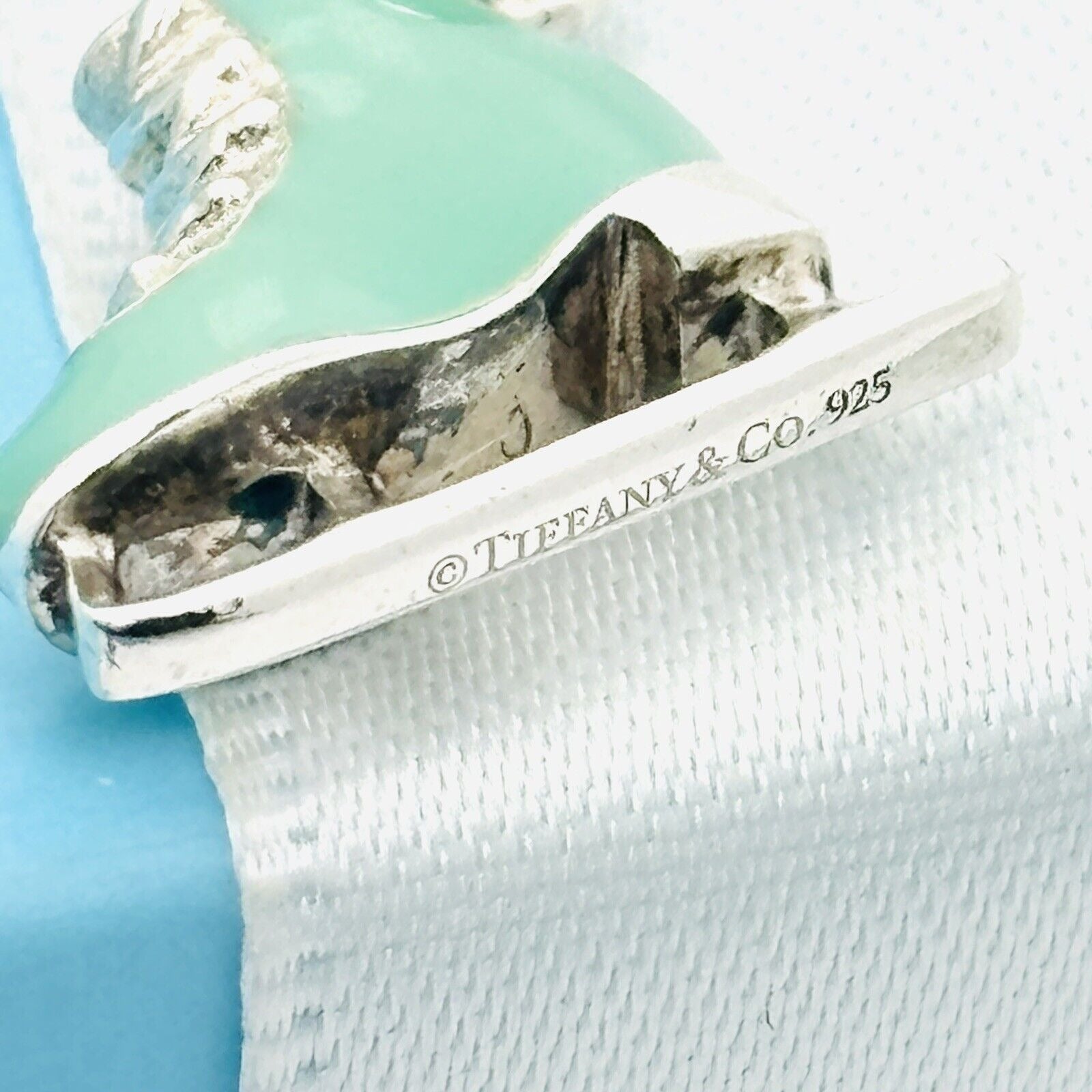 Tiffany Co Ice skate Iceskate Charm or Pendant in Blue Enamel and Si The Silver Trove