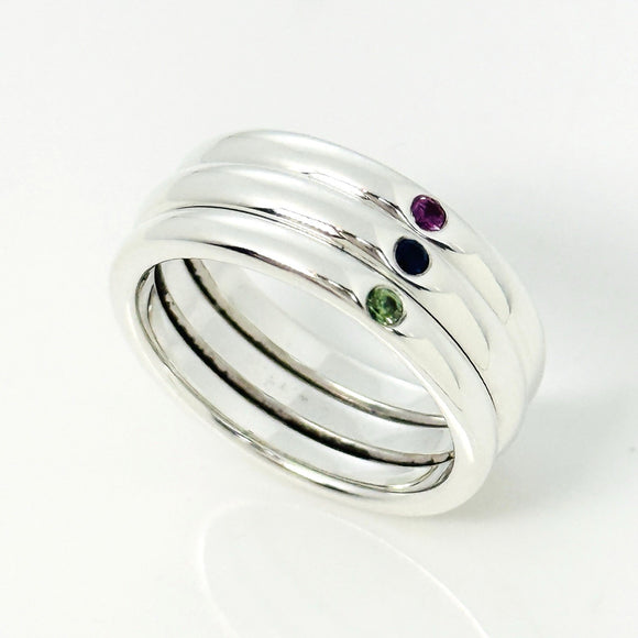 Size 7 Tiffany & Co Ruby  Sapphire Emerald Stacking Triple Ring by Elsa Peretti