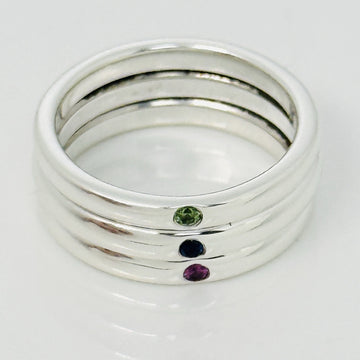 Size 7 Tiffany & Co Ruby  Sapphire Emerald Stacking Triple Ring by Elsa Peretti - 0