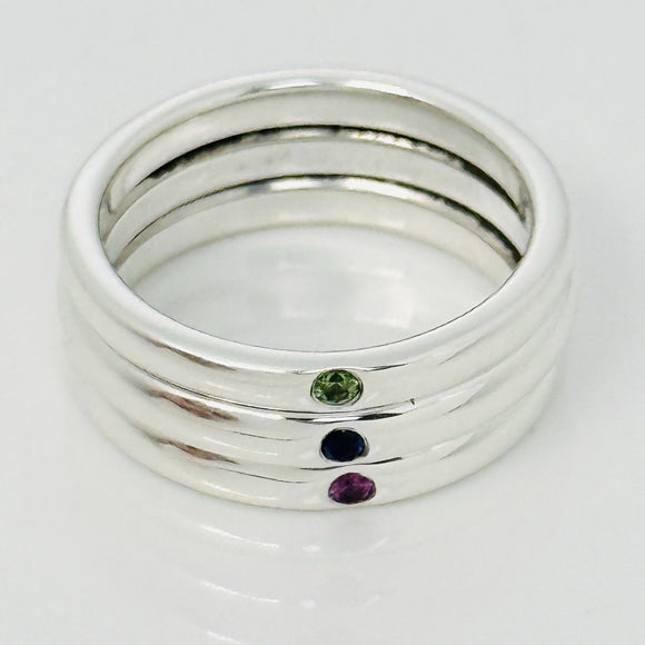 Size 7 Tiffany & Co Ruby  Sapphire Emerald Stacking Triple Ring by Elsa Peretti