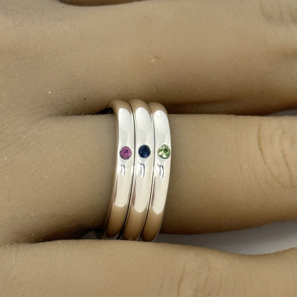 Size 7 Tiffany & Co Ruby  Sapphire Emerald Stacking Triple Ring by Elsa Peretti