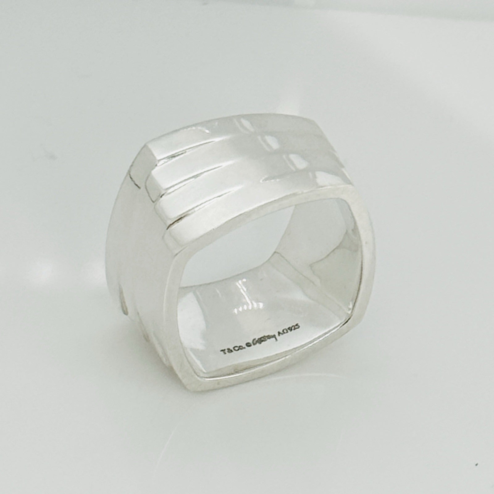 RARE Size 7.5 Tiffany Frank Gehry Torque Ring 4 layers Wide in Sterling Silver