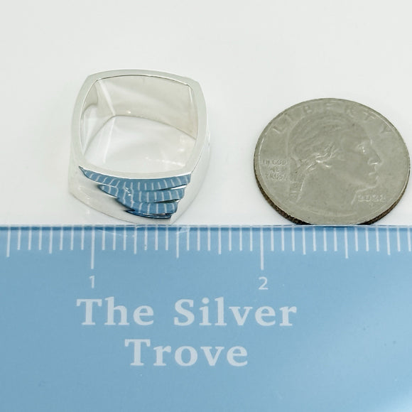 RARE Size 7.5 Tiffany Frank Gehry Torque Ring 4 layers Wide in Sterling Silver