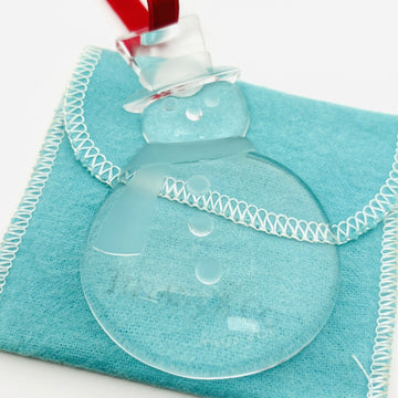 Tiffany Crystal Glass Snowman Christmas Tree Holiday Ornament