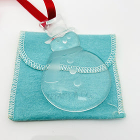 Tiffany Crystal Glass Snowman Christmas Tree Holiday Ornament - 0
