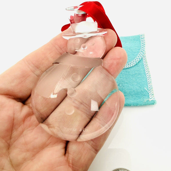 Tiffany Crystal Glass Snowman Christmas Tree Holiday Ornament