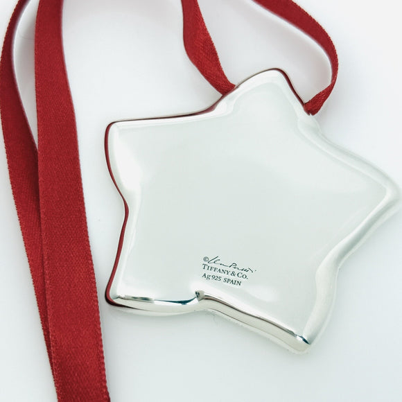 Tiffany & Co Silver Star Christmas Holiday Ornament by Elsa Peretti Size Large