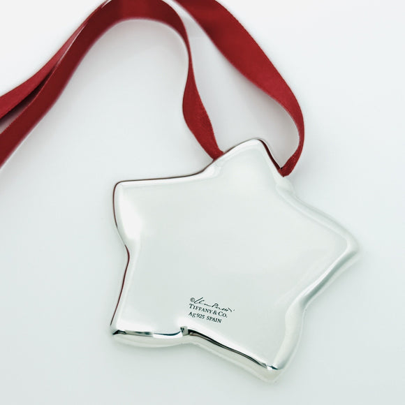 Tiffany & Co Silver Star Christmas Holiday Ornament by Elsa Peretti Size Large
