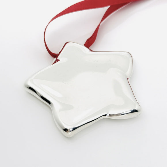 Tiffany & Co Silver Star Christmas Holiday Ornament by Elsa Peretti Size Large