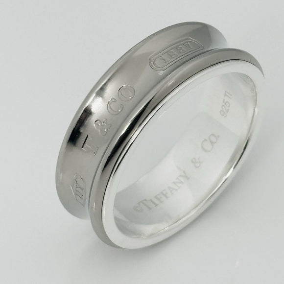 Size 11 Tiffany & Co 1837 Grey Titanium and Silver Ring Band Mens Unisex