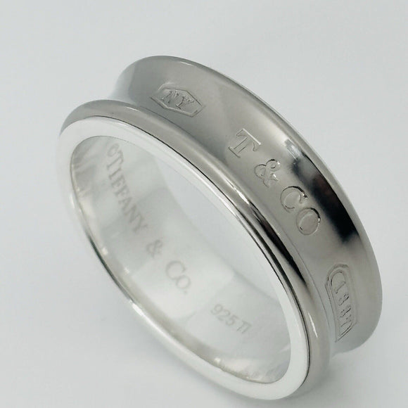 Size 11 Tiffany & Co 1837 Grey Titanium and Silver Ring Band Mens Unisex