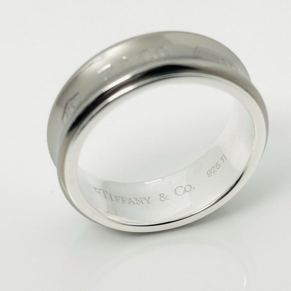 Size 11 Tiffany & Co 1837 Grey Titanium and Silver Ring Band Mens Unisex
