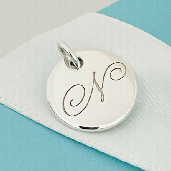 Tiffany Letter N Notes Alphabet Disc Pendant in Sterling Silver