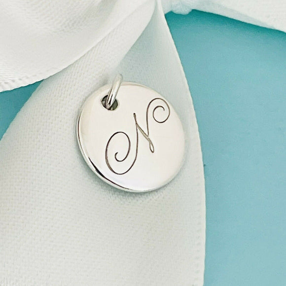Tiffany Letter N Notes Alphabet Disc Pendant in Sterling Silver